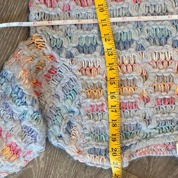 VTG 80s Bonnie and Bill Pastel Rainbow Textured‎ Open Knit Sweater Granny Small - Image 12