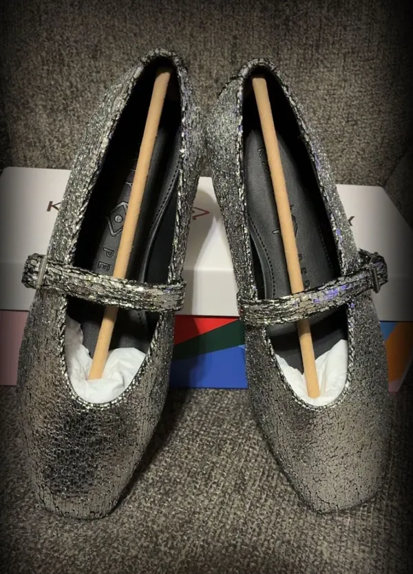 Katy Perry The Evie Mary Jane Silver Crackled Glitter Flats - Image 3