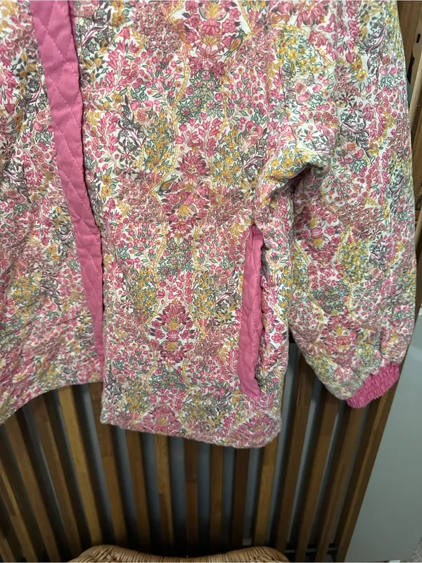 Vintage Snug Suit Floral Quilted Jacket Heritage Pink Calico Coat M - Image 6