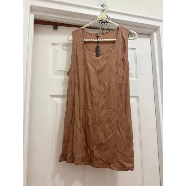 SKIMS Size 3X Cotton Rib Long Tank Top Sienna Brown Stretch AP-TNK-0463 NWT - Image 9