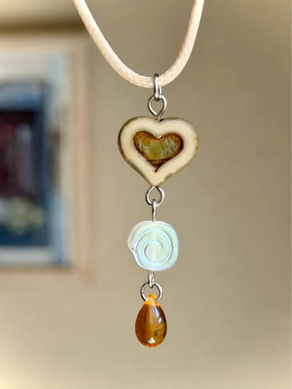 Handmade Czech glass beads fairy whimsy cute necklace🍃🌀🩵 - Image 7