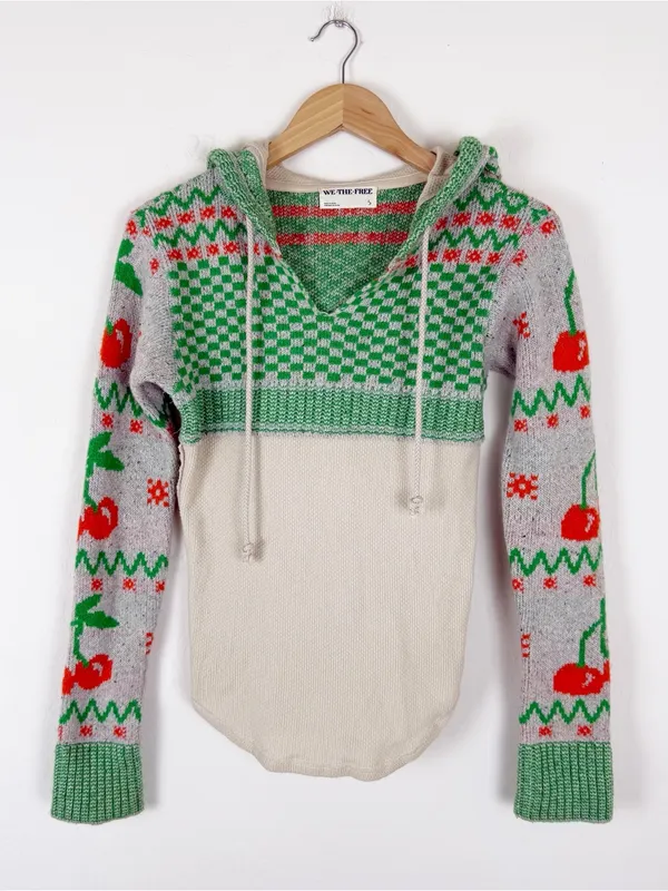 Free People We The Free Cherry Cola Sweater Hooded Thermal Long Sleeve - Image 4