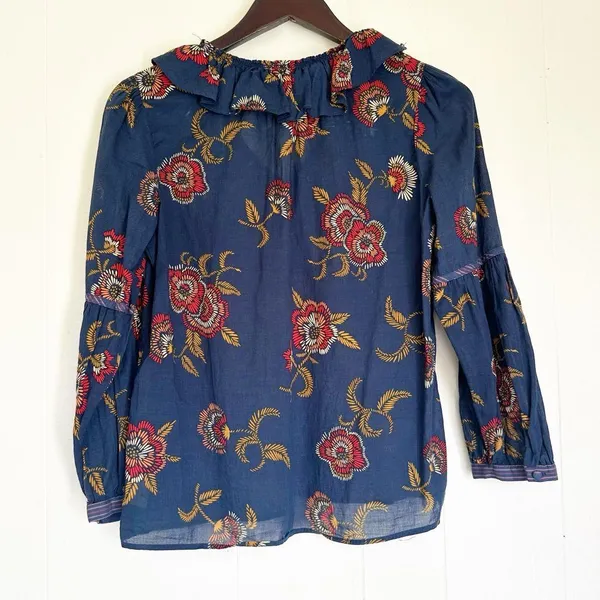 MADEWELL x Warm Ruffle-Collar Top Blue Floral XSmall - Image 7