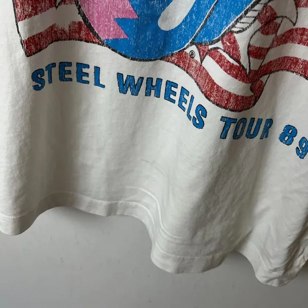 The Rolling Stone Steel Wheels Tour T Shirt Medium M Womens White Single Band - Image 8