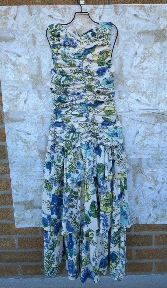 Abercrombie & Fitch High Neck Ruched Tiered Maxi Dress size XS - Image 8