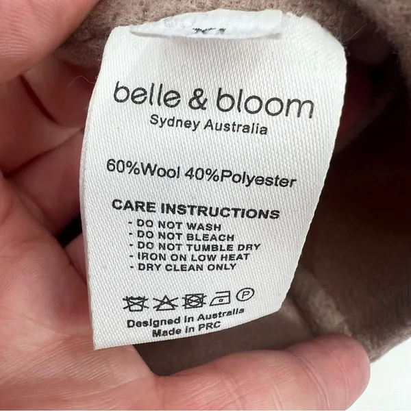 Belle‎ & Bloom double-breasted military peacoat wool blend tan oat sz XL - Image 5