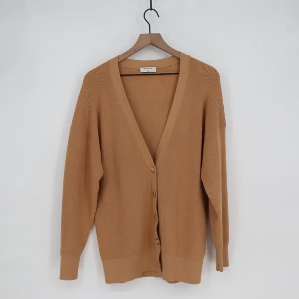 Babaton Cardigan Sweater Womens XS Rust Ribbed Knit Button Front Long Sleeve - Image 2
