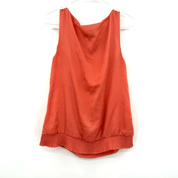 Loft Size Small Blouse‎ Orange Sleeveless Ruffle Front Preppy Workwear Casual - Image 2