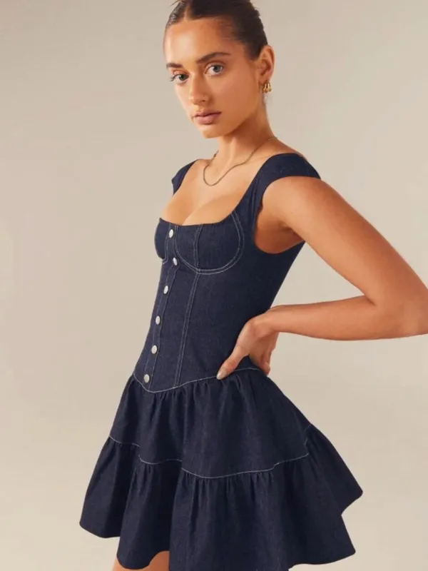 Peppermayo Isabella Denim Bustier Dress - Indigo 6 - Image 8