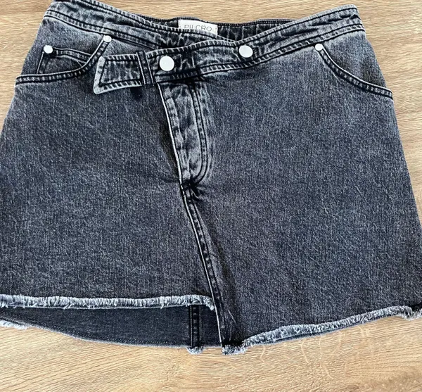 Pilcro Moto Wrap Denim Mini Skirt Jean - Image 2