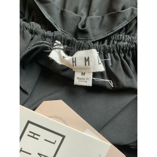 THML Black Puff Sleeve Tiered Midi Dress‎ Ruffle Off Shoulder Party - Image 8