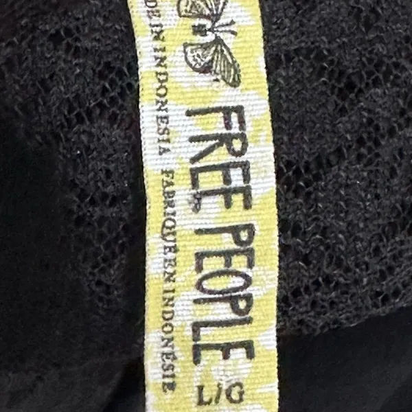 Free People Womens Cotton Floral Lace Puff Sleeve A-Line Dress Black‎ Size L - Image 7