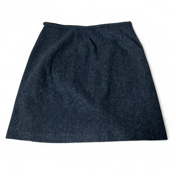 Eddie Bauer Gray 100% Wool Wrap Mini Dark Academia Skirt Lined‎ Size 14 Preppy - Image 2