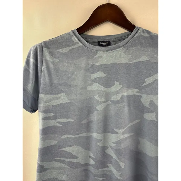 Women’s Splendid Small Grayish Blue Camo T-Shirt - Image 2
