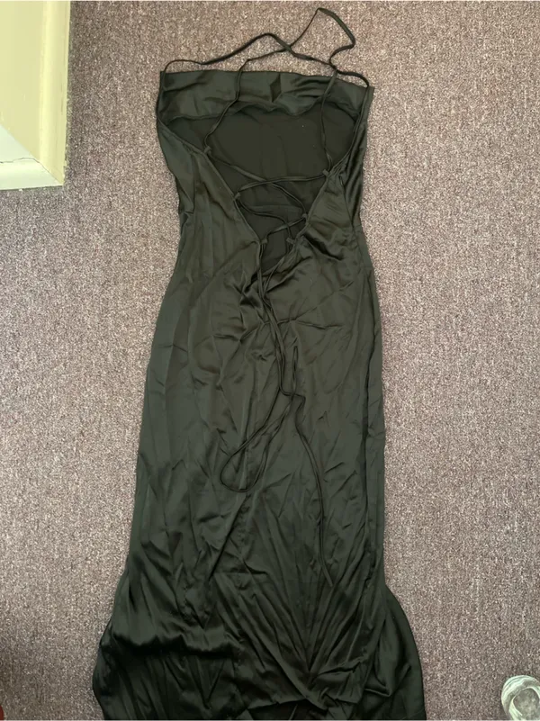 SHEIN Black Satin Midi Dress - Image 2