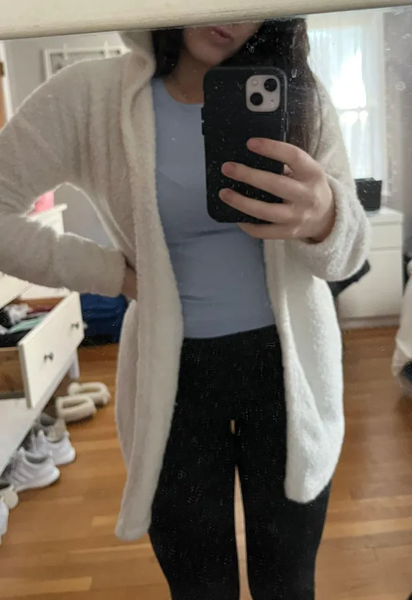 White Fuzzy Cardigan - Image 3