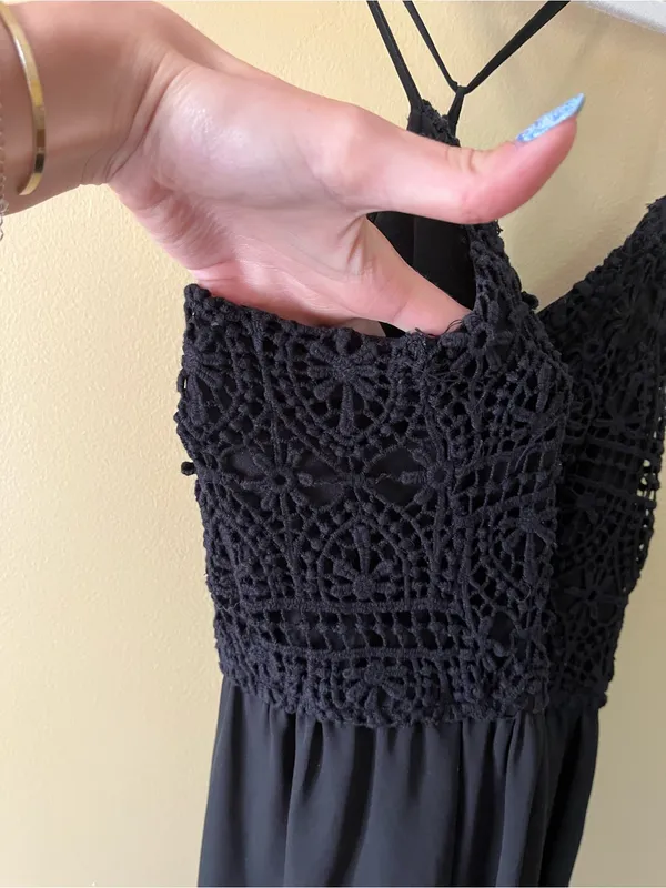 Monteau Black Crochet Bodice Maxi Dress - Image 7
