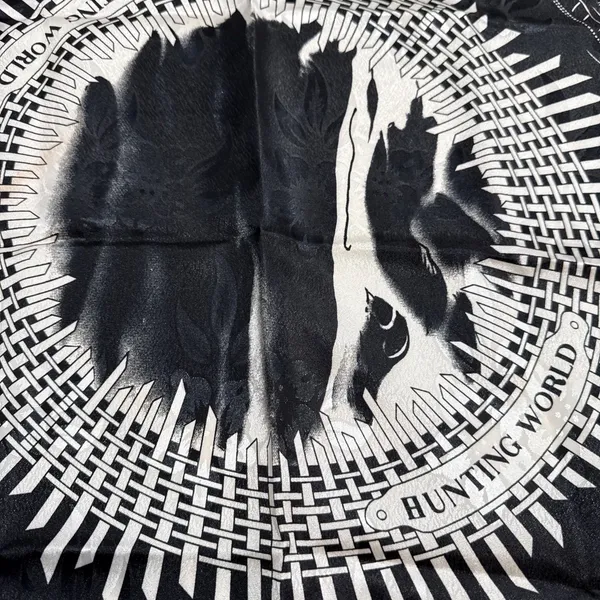 Hunting World Scarf Women’s 34”x34” Black White Graphic Design - Image 3