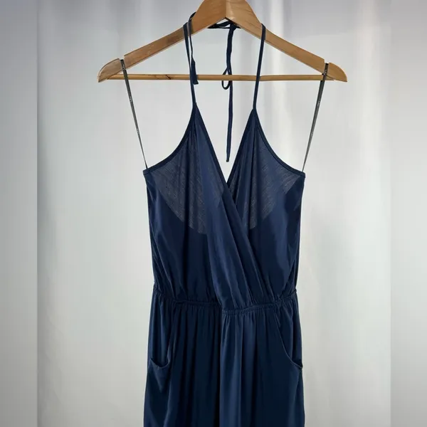 Lulus Learning‎ to Fly Halter Jumpsuit in Navy Blue Size Medium - Image 5