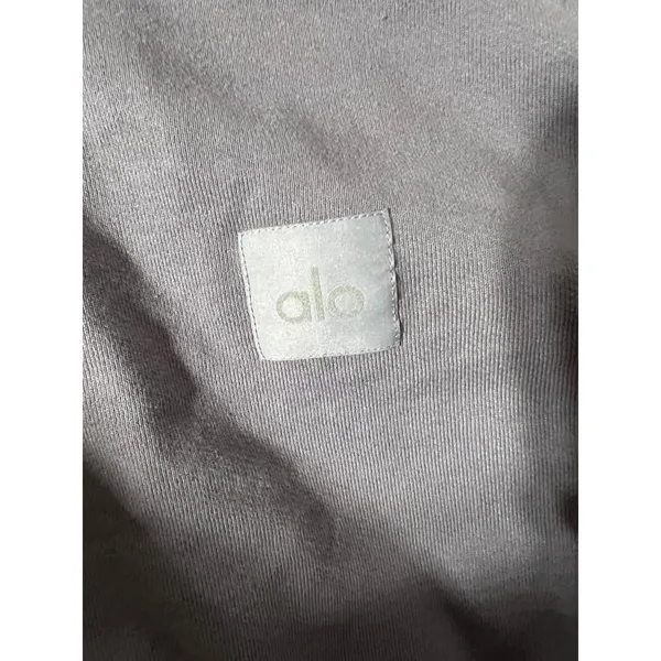 Alo Cropped Hoodie With Full Zip & Hood XS Soft Cotton Blend Charcoal Gray - Image 7