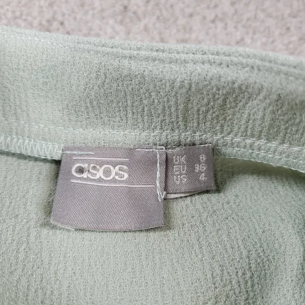 ASOS Womens Dress 4 Mint Green Textured Wrap V Neck Plunge Kimono Tie Waist - Image 3