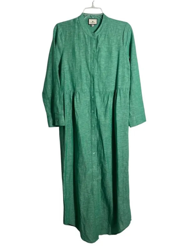 NEW Tuckernuck Sea Green Lydell Linen Band Collar Maxi Shirt Dress size Medium - Image 3