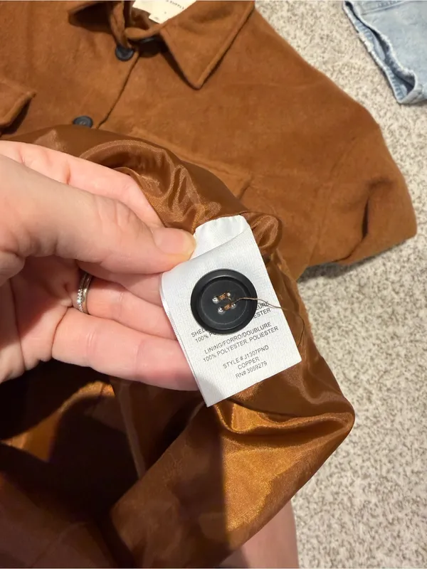 Thread & Supply Warm Fleece Button Front Shacket Jacket Brown Size Medium - Image 3
