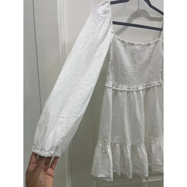 Aritzia Wilfred Tempest White Organic Linen Mini Dress Sz S - Image 5