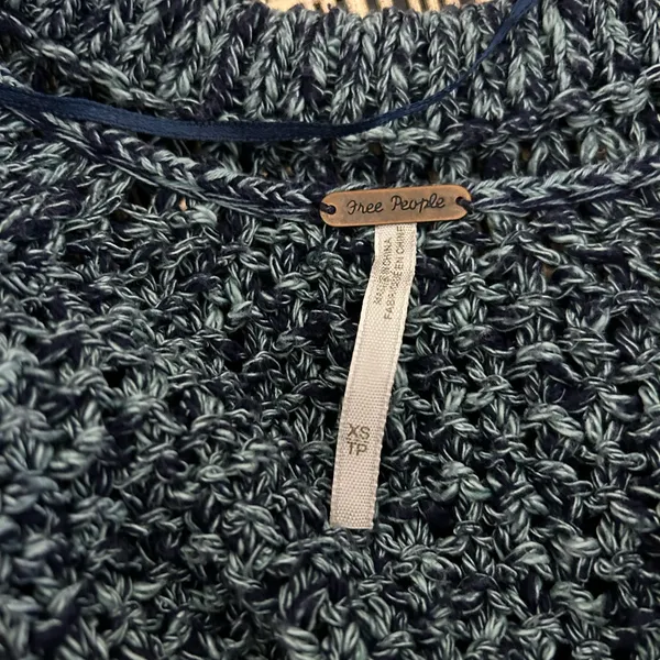 Free People Marled Blue Sahara Star Crew Neck Long Sleeve Sweater Size‎ XS - Image 7