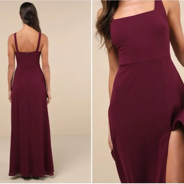 LULUS Sexy Prom Wedding Bridesmaid Romantic Flowy Elegant Chiffon Maxi Dress - Image 3