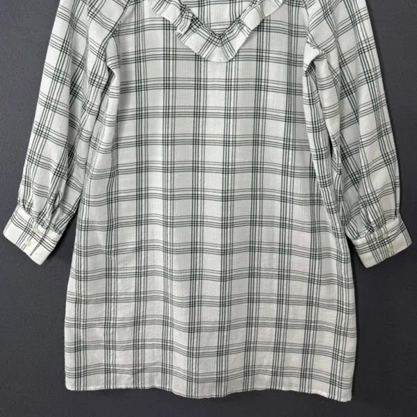 Madewell Shirt Dress Size Small Plaid Ruffle Long Sleeve Button Down Western - Image 10