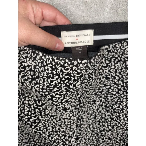 Anthropologie By The Essential Crop Flare Pants Womens Xs Black Animal Print - Image 4