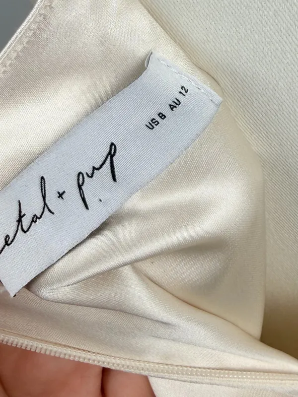 Petal & Pup Luella One-Shoulder Satin Slipdress size 8 in pearl white - Image 8