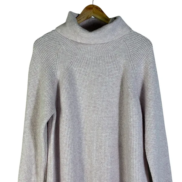 Loft Waffle Knit Turtleneck Pullover Sweater Lavender Purple Relaxed Size L - Image 3