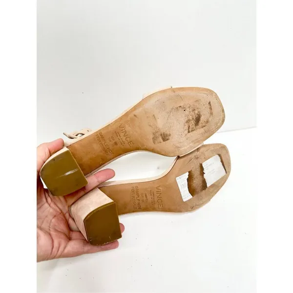 Vince Sandals Size 9 Pink Suede‎ Block Heel Ankle Strap Open Toe - Image 10