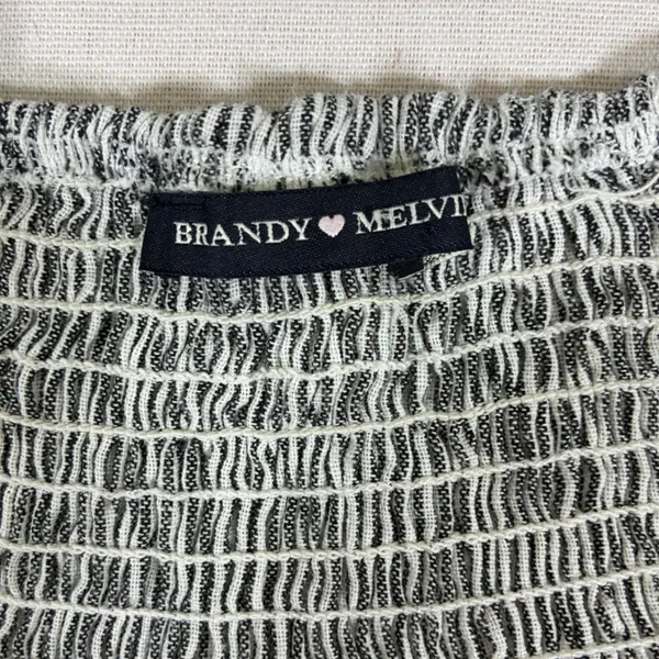 Brandy Melville Blue White Pinstripe Smocked Crop Cami Top Adjustable Straps - Image 7