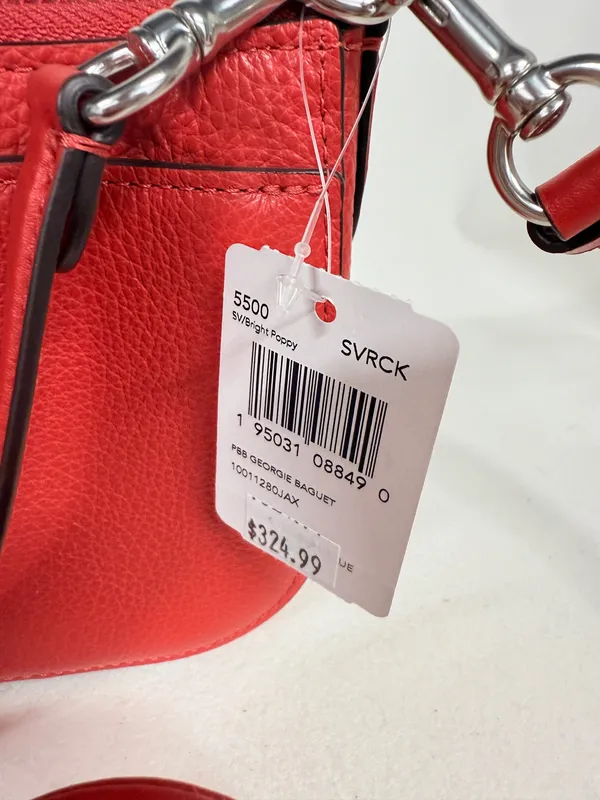 Coach Georgie Red Satchel Leather Crossbody Bag 5500 - Image 8