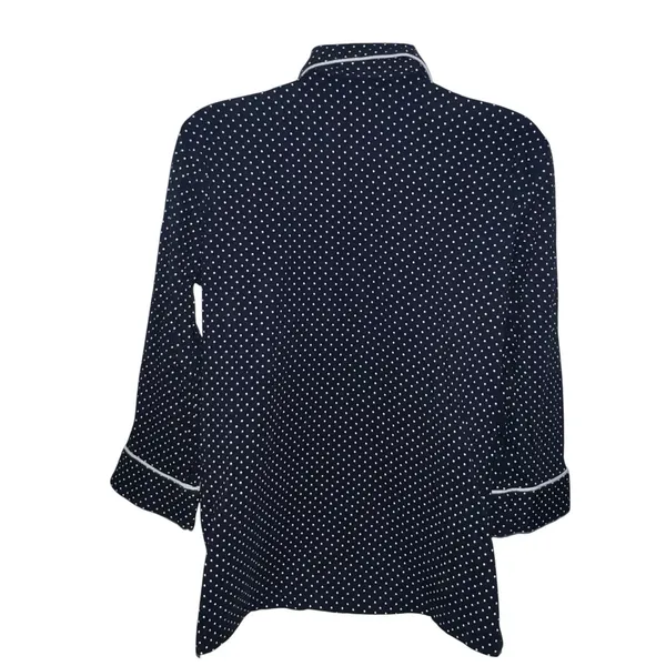 Lauren Ralph Lauren Navy Blue & White‎ Polka Dot Cotton Night Shirt Small Logo - Image 3