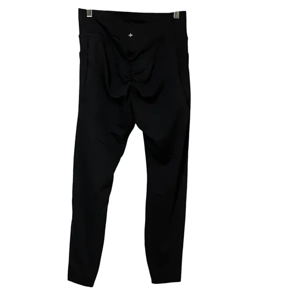 Halara Black Crossover V-Waist Ruched Scrunch Butt Pockets Leggings Womens M - Image 2