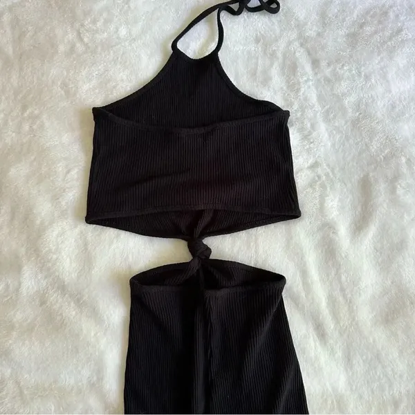 VICI Black Ribbed Cut Out Waist Maxi Dress Women's Size Small - Image 9