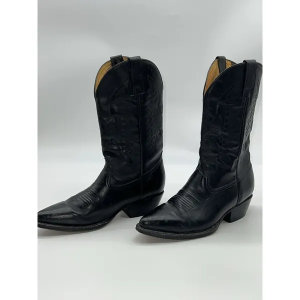 Pistolero Black All Leather Embroidered Cowboy Boots Women's Sz 24.5-7.5/Men 5.5 - Image 7