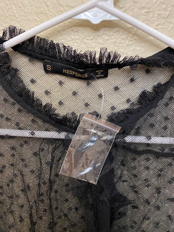 Black Lace Sheer Top Shirt - Image 2