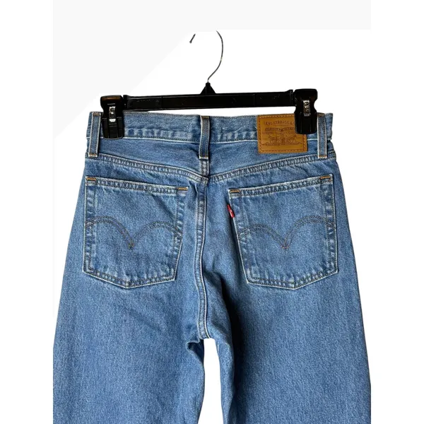 Levis Wedgie Straight Jeans Women 25 Blue Denim High Rise Button Fly Streetwear - Image 5