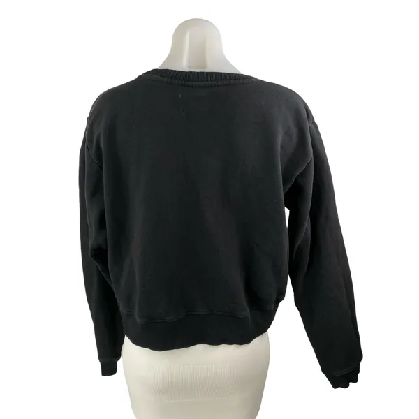 Realisation Womens Black Logo Long Sleeve Fleece Sweater Sweatshirt Top Sz S - Image 2