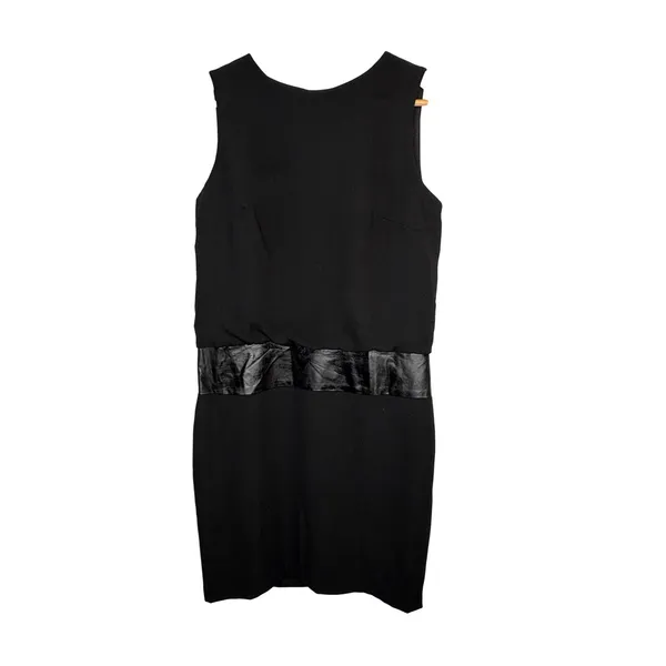 Lauren Ralph Lauren Sheath Dress‎ Size 4 Black Faux Leather Trim Sleeveless Mini - Image 2