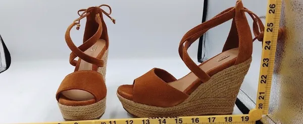 UGG Chestnut Suede Espadrille Wedge Sandals - Image 7