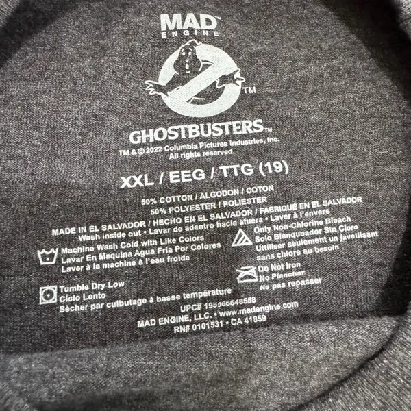 Mad Engine Ghostbusters Graphic T-Shirt Charcoal Gray‎ XXL 80s Movie Logo Tee - Image 7