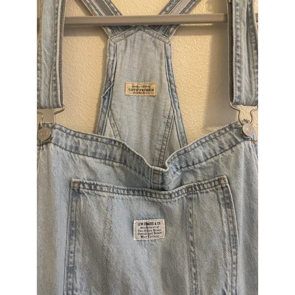 Levi's Denim Shortall Womens Large Light Wash Vintage Utility Chore Concert - Image 4