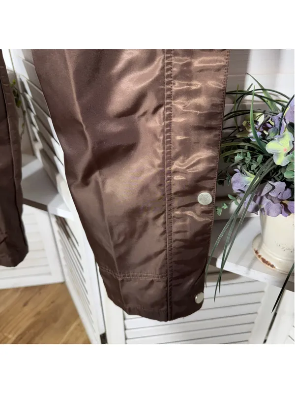 Vintage Y2K brown cargo pants satin look waterproof snap punk whimsigoth alt S - Image 8