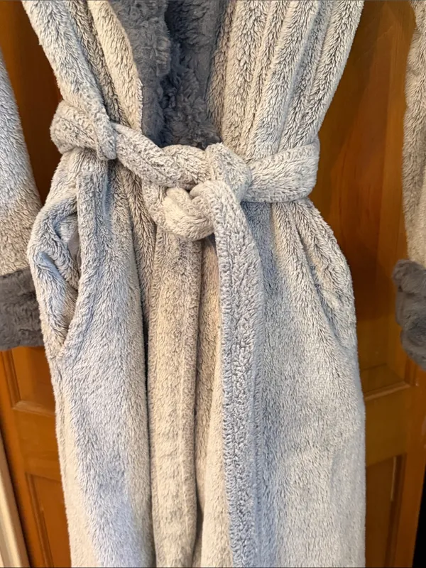 👘👘👘BOGOHO👘👘👘Plush Shawl Collar Women's Robe in Gray-Large - Image 4
